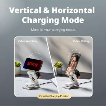 ADAM elements Magnetic Wireless Charger/Travel Charger - Mag Z Magnetic 3-in-1 Foldable Travel Charging Station for iPhone 12/13/14/15/16 Series, Apple Watch & AirPods, Samsung Galaxy Devices (Black)