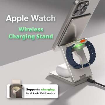 ADAM elements Magnetic Wireless Charger/Travel Charger - Mag Z Magnetic 3-in-1 Foldable Travel Charging Station for iPhone 12/13/14/15/16 Series, Apple Watch & AirPods, Samsung Galaxy Devices (Black)