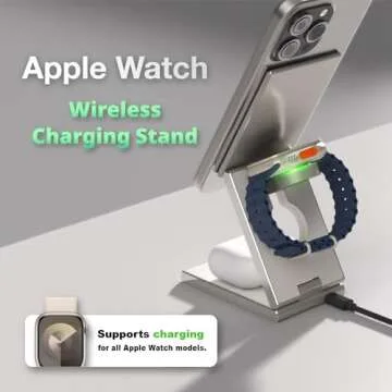 ADAM elements Magnetic Wireless Charger/Travel Charger - Mag Z Magnetic 3-in-1 Foldable Travel Charging Station for iPhone 12/13/14/15/16 Series, Apple Watch & AirPods, Samsung Galaxy Devices (Black)