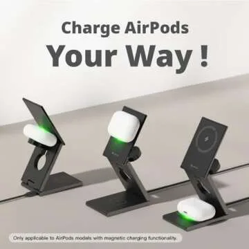 ADAM elements Magnetic Wireless Charger/Travel Charger - Mag Z Magnetic 3-in-1 Foldable Travel Charging Station for iPhone 12/13/14/15/16 Series, Apple Watch & AirPods, Samsung Galaxy Devices (Black)