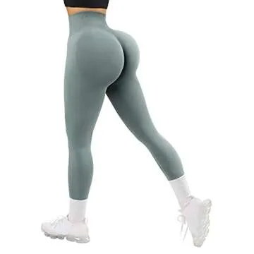 SUUKSESS Scrunch Butt Lifting Seamless Leggings for Women Booty High Waisted Workout Yoga Pants (Light Green, S)