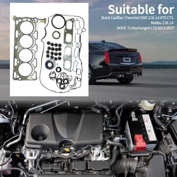 runfider New Engine Cylinder Head Gasket Set kit Fit for Buick Cadillac Chevrolet GMC 2.5L L4 ATS CTS Malibu 2.0L L4 DOHC Turbocharged LTG 2013-2017 Replace 12655276 12634693 12627072 12647329