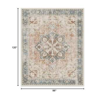 RUGGABLE Washable 8x10 Large Area Rug, Kamran Coral, Premium Rugs for Living Room, Bedroom, Kitchen,...