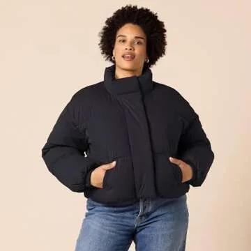 Amazon Essentials Women's Cropped Full-Zip Puffer Jacket (Quilted Matte or Sherpa Fleece)