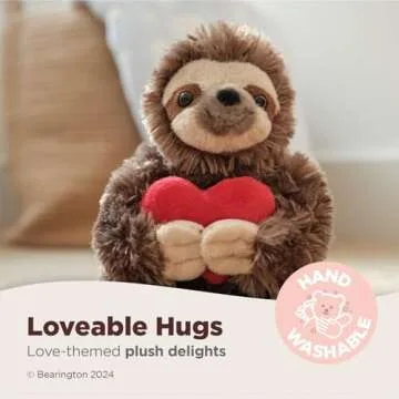 Bearington Sloth Plush Valentine's Day Stuffed Animals 6 in Ideal for Valentine's Gift for Kids