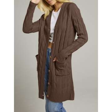 Stylish MEROKEETY Women's Long Sleeve Cable Knit Cardigan - Perfect for Every Occasion