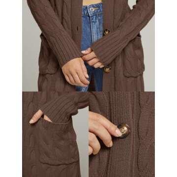 MEROKEETY Women's Cozy Cable Knit Cardigan for All Seasons