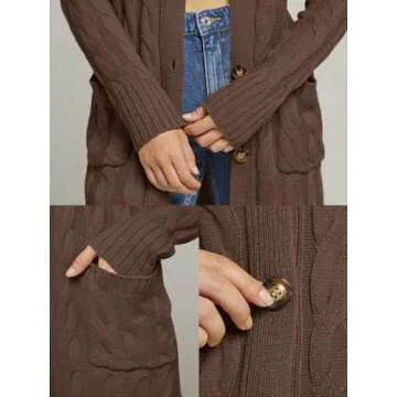 MEROKEETY Women's Cozy Cable Knit Cardigan for All Seasons
