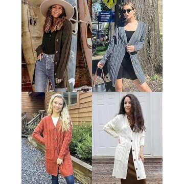 MEROKEETY Women's Cozy Cable Knit Cardigan for All Seasons