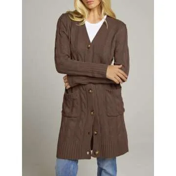 MEROKEETY Women's Cozy Cable Knit Cardigan for All Seasons