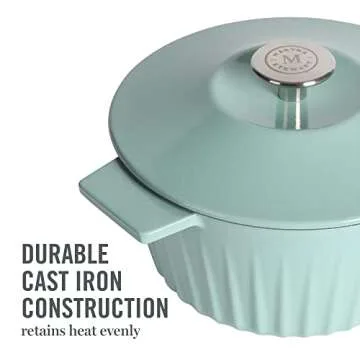 Martha Stewart Eastholm 5 QT Enamel Cast Iron Dutch Oven, Martha Blue