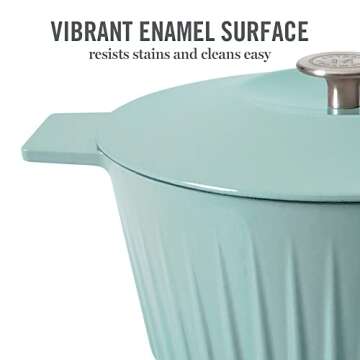 Martha Stewart Eastholm 5 QT Enamel Cast Iron Dutch Oven, Martha Blue