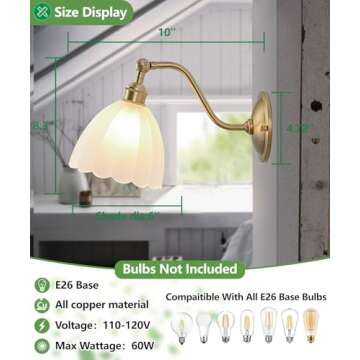 iYoee Vintage Sconces with Adjustable Brass Wall Lighting