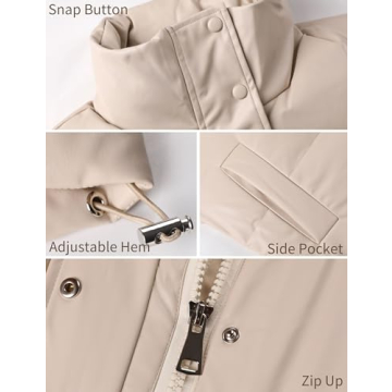 Ailoqing Women's Faux Leather Puffer Vest - Stylish Cold Weather