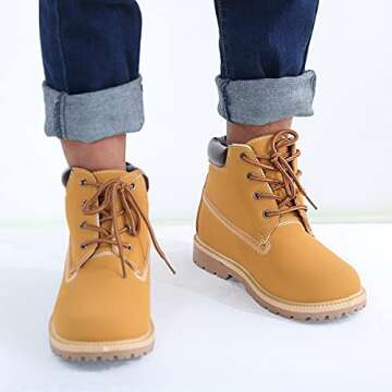 Hawkwell Kids Classic Ankle Boots Work boots(Toddler/Little Kid),Tan PU,11 M US