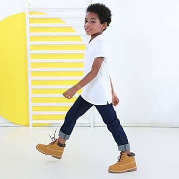 Hawkwell Kids Classic Ankle Boots Work boots(Toddler/Little Kid),Tan PU,11 M US