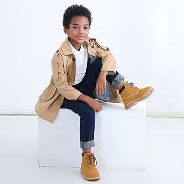 Hawkwell Kids Classic Ankle Boots Work boots(Toddler/Little Kid),Tan PU,11 M US