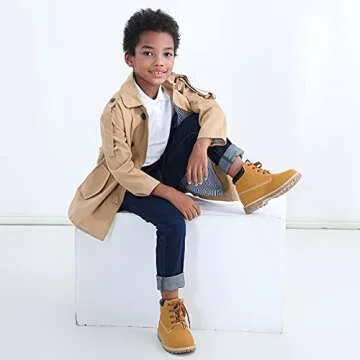 Hawkwell Kids Classic Ankle Boots Work boots(Toddler/Little Kid),Tan PU,11 M US