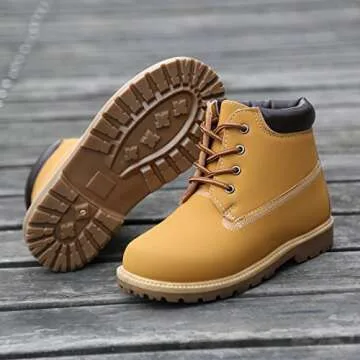 Hawkwell Kids Classic Ankle Boots Work boots(Toddler/Little Kid),Tan PU,11 M US