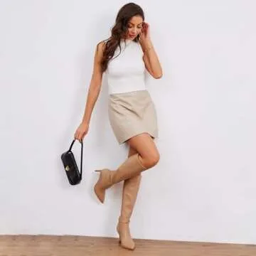 Easyfox Knee High Boots Women Pointed Toe Tall Boots Stiletto High Heels Long Boots Side Zipper Size 8