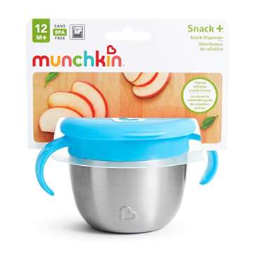 Munchkin® Snack+™ Stainless Steel Snack Catcher Cup with Lid, 9 Ounce, Blue, 1 Pack