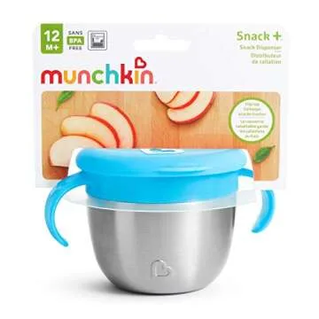Munchkin® Snack+™ Stainless Steel Snack Catcher Cup with Lid, 9 Ounce, Blue, 1 Pack