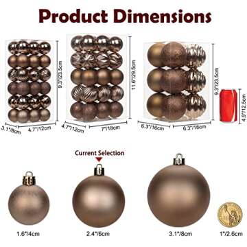 2.36" Shatterproof Christmas Ball Ornaments - 30 Pcs for Holiday Decor