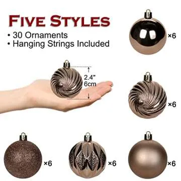 Shatterproof Brown Christmas Ball Ornaments Set of 30
