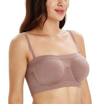 DotVol Women's Multiway Underwire Bandeau Bra in Mocha