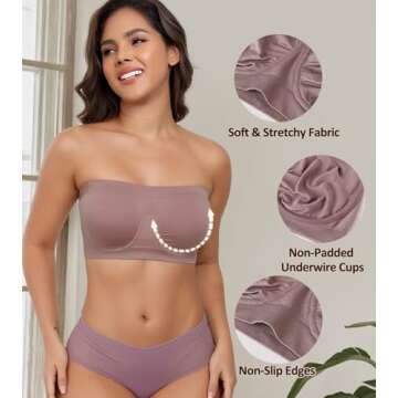 DotVol Women's Multiway Underwire Bandeau Bra in Mocha