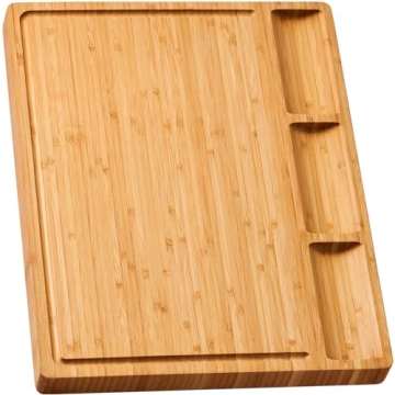 Cutting Board for Kitchen, 20x15" Extra Large Wood Serving Tray for Cheese Charcuterie Turkey, with ...