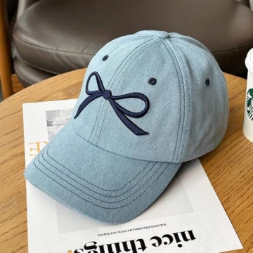 JUENAWMIU Stylish Women's Baseball Cap with Bow Embroidery