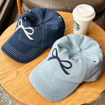 JUENAWMIU Stylish Women's Baseball Cap with Bow Embroidery