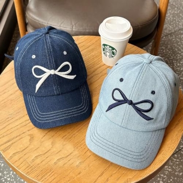 JUENAWMIU Stylish Women's Baseball Cap with Bow Embroidery