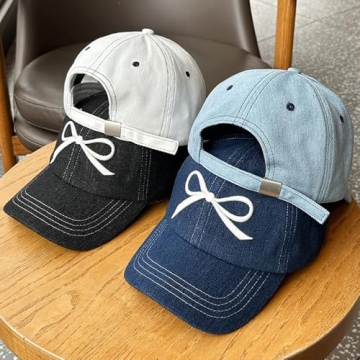 JUENAWMIU Stylish Women's Baseball Cap with Bow Embroidery