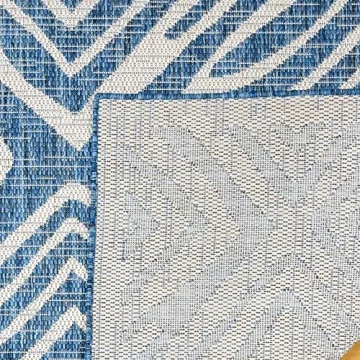 Gertmenian Indoor Outdoor Area Rug, Classic Flatweave, Moroccan Collection II, Stain & UV Resistant Carpet, Deck, Patio & Mudroom, 5x7 Standard, Navy Blue Ivory Tribal Safari, 19494