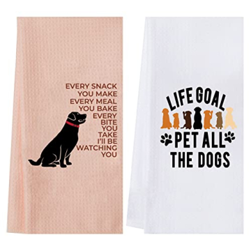 LXOMILL Funny Dog Kitchen Towels, Dog Mom Gifts for Women, Gifts for Dog Lovers & Lab Owner, Cute Do...