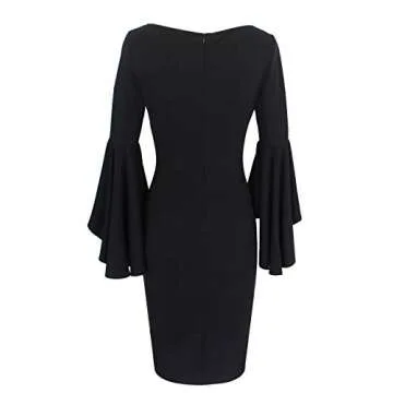 VFSHOW Ruffle Bell Sleeves Cocktail Sheath Dress