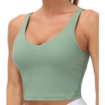 Women’s Longline Sports Bra Wirefree Padded Medium Support Yoga Bras Gym Running Workout Tank Tops...