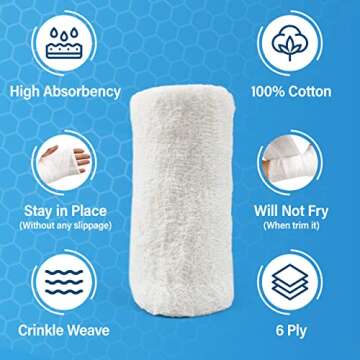 Gauze Rolls-kerlix Cotton Gauze Bandage Rolls -6 ply-STERILE - 4 Inches X 12 feet -Extra Absorbency ...