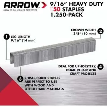 Arrow T50 9/16-Inch Staples 1,250-Pack for All Needs