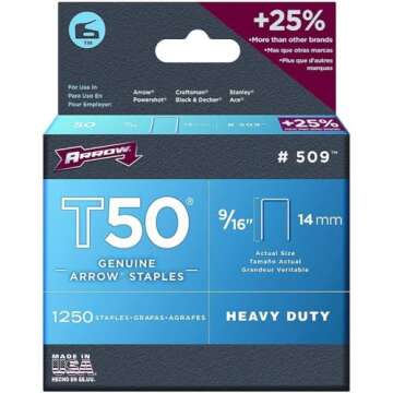 Arrow T50 9/16-Inch Staples 1,250-Pack for All Needs
