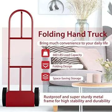 Nightcore Hand Truck 660 LBS Capacity, Heavy-Duty Dolly Cart w/P-Handle, All-Terrain Double Bearing ...