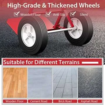 Nightcore Hand Truck 660 LBS Capacity, Heavy-Duty Dolly Cart w/P-Handle, All-Terrain Double Bearing Wheels, Foldable & Space-Saving Hand Cart for Home, Warehouse, Garage, Backyard (Red)