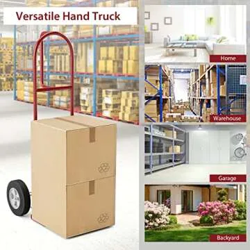 Nightcore Hand Truck 660 LBS Capacity, Heavy-Duty Dolly Cart w/P-Handle, All-Terrain Double Bearing Wheels, Foldable & Space-Saving Hand Cart for Home, Warehouse, Garage, Backyard (Red)