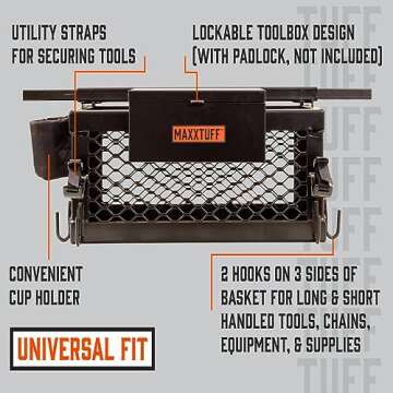 MAXXTUFF Heavy-Duty ROPSRIDER XHD Tractor Basket, Fits Most Tractor and Zero Turn Mower ROPS Bars, Model MTF100