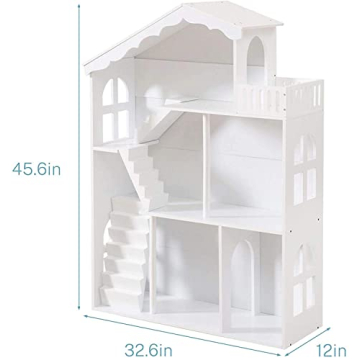 Wooden Dollhouse Bookshelf for Kids Toy Storage & Play