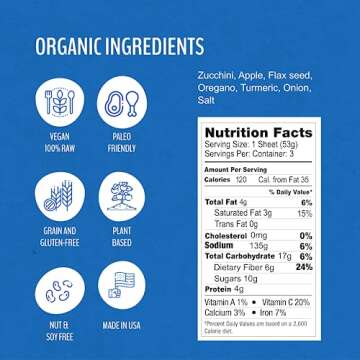 Wrawp Organic Veggie Wrap - Original (1 PACK) Gluten Free, Paleo, Plant Based, Vegan