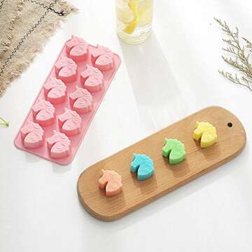 MoldFun 2 Pack Unicorn Head Silicone Molds Set for Making Chocolate Hard Candy Gummy Jello Jelly Small Soap Bath Bombs Baking Cupcake Treat Oreo Cookie Ice Cube Tray