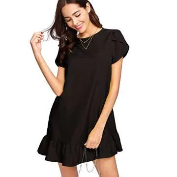 Stylish Verdusa Women's Ruffle Hem Black Dress for Events